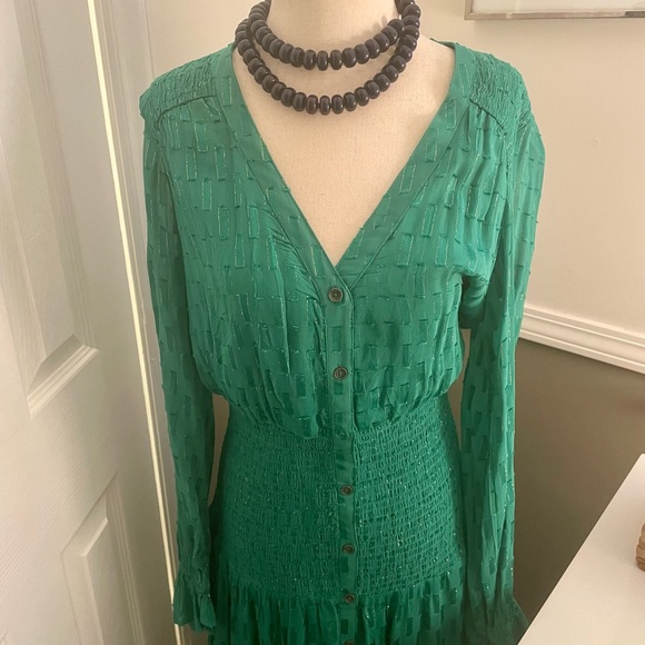 Anthropologie đź’š Green Smocked Maxi Dress - Picture 2 of 8